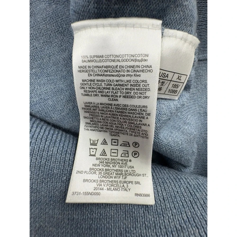 Brooks Brothers Sweater Mens Extra Large Blue Pullover Quarter Zip Supima Cotton